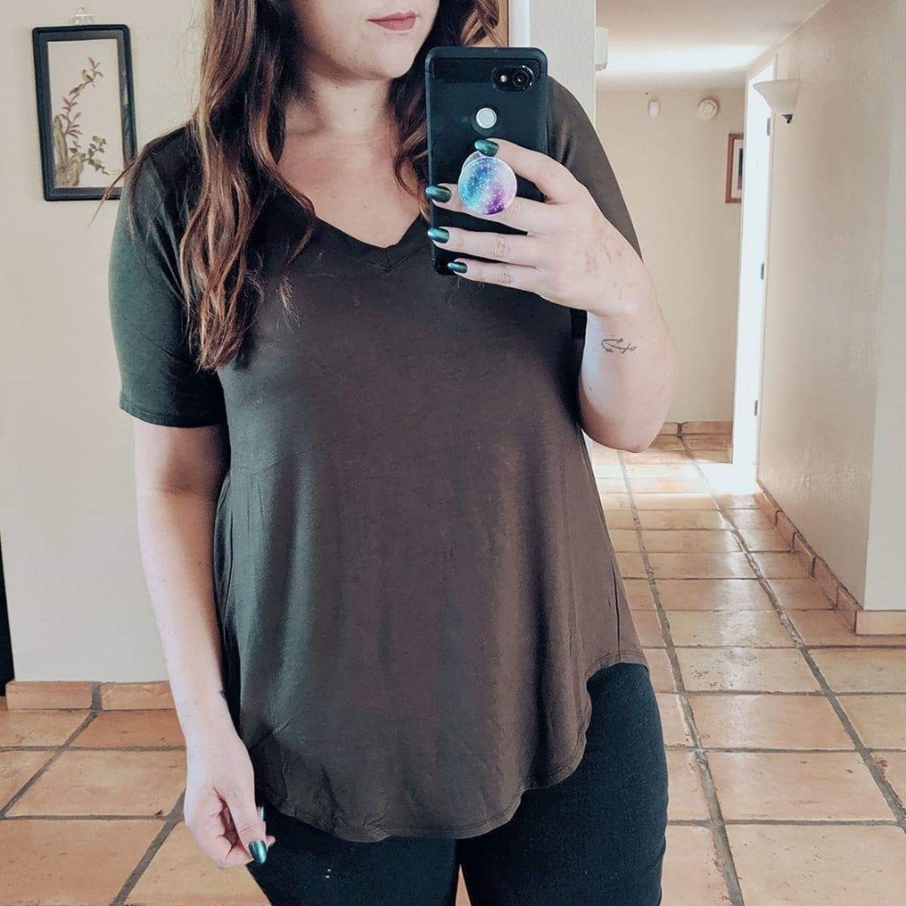 Olive V-Neck Tee